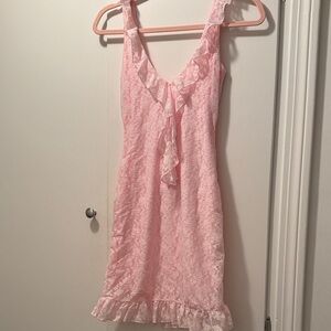 White Fox Boutique Pink Lace High Low Dress